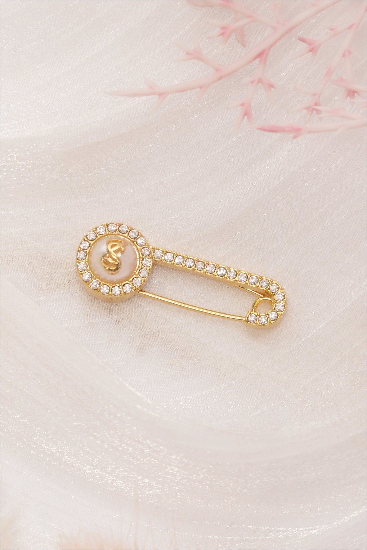 Safety Hijab Pin With Pearl - Gold