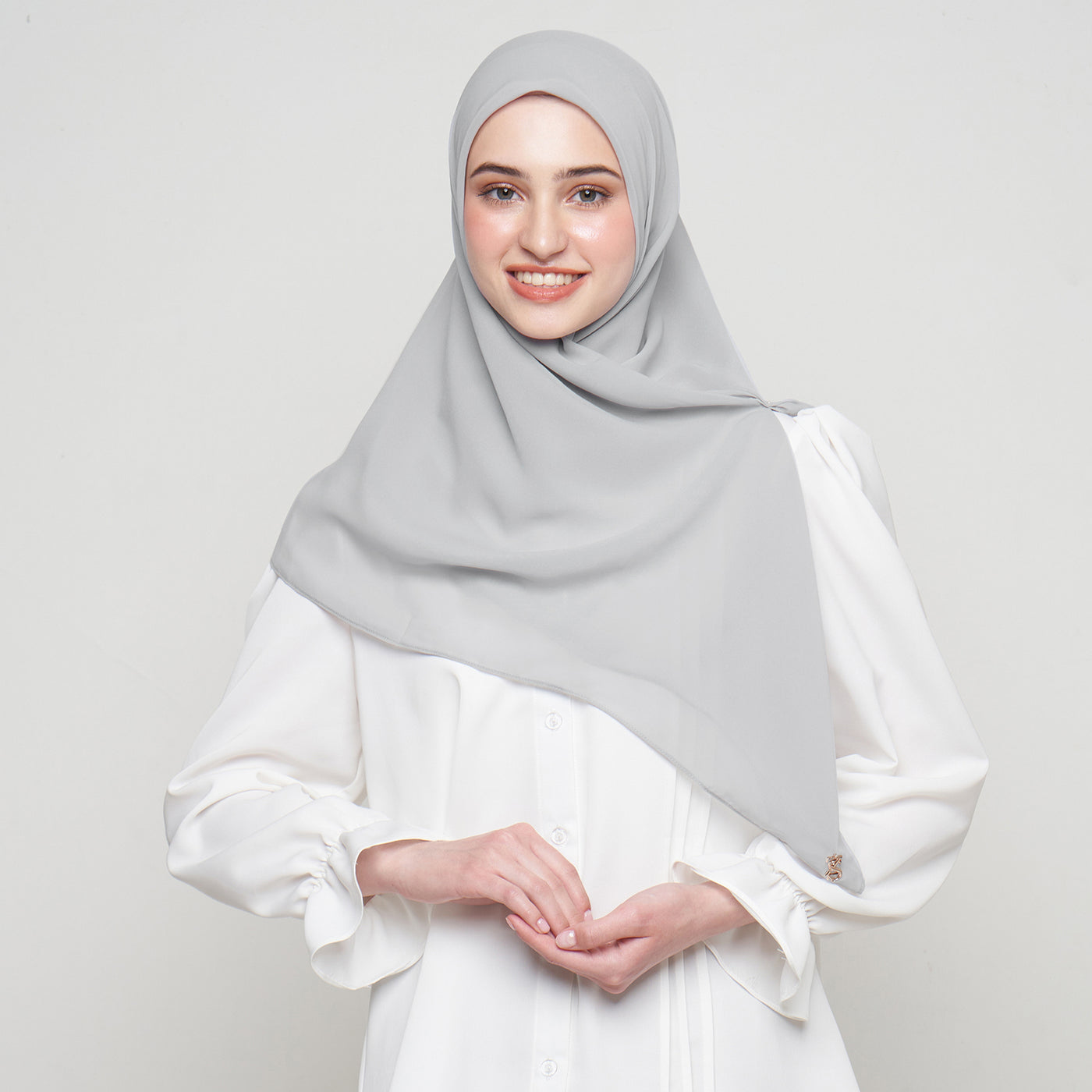 Zura Square Scarf - Light Grey