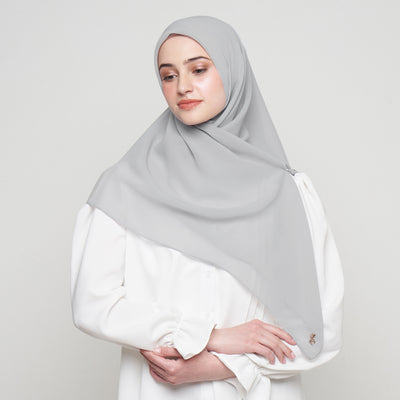 Zura Square Scarf - Light Grey