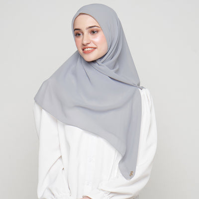 Zura Square Scarf -Pewter Grey