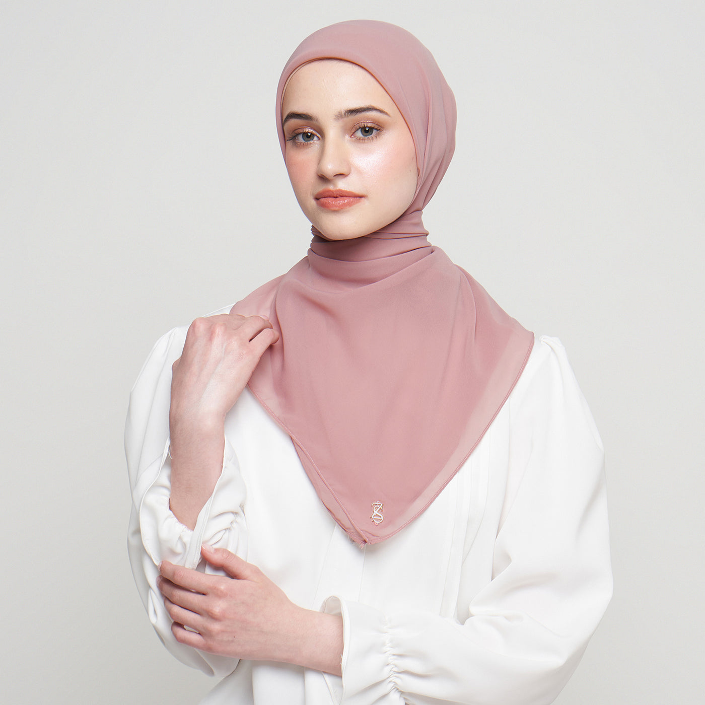 Zura Square Scarf - Dusty Mauve