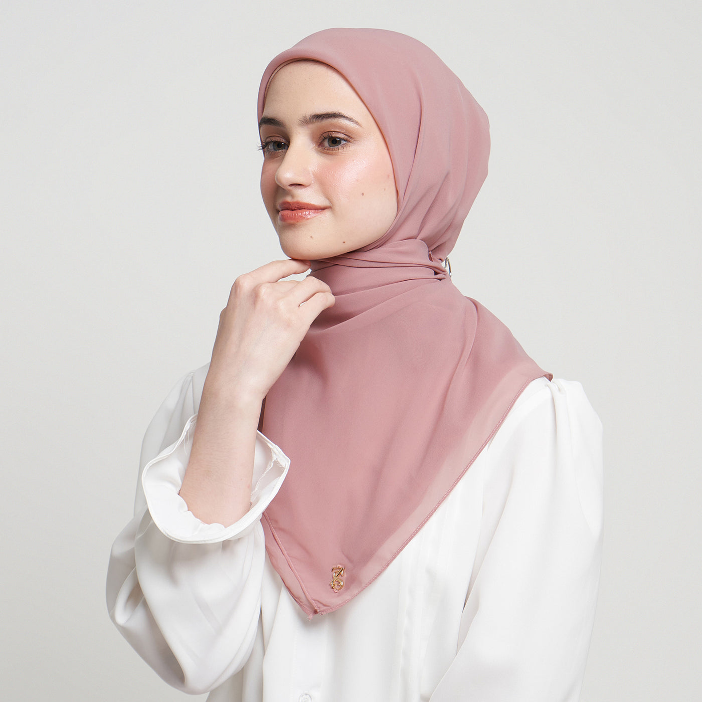 Zura Square Scarf - Dusty Pink